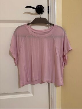 aerie Light Pink Short Sleeve Cropped Tee